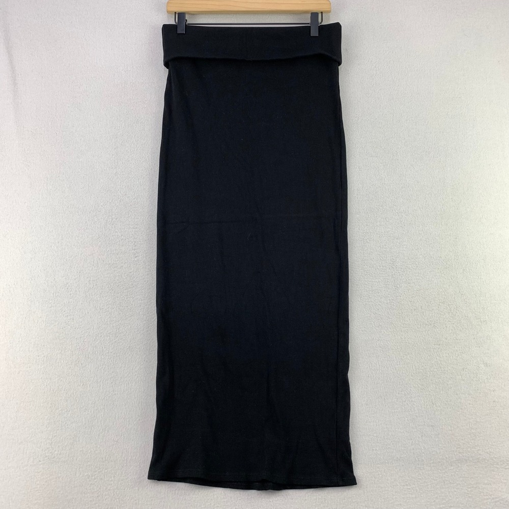 Fashion Nova Makena Snatched Maxi Skirt Women 2X Black Ribbed Fitted Bodycon NWT